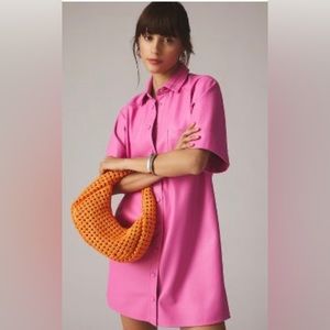 NWT by ANTHROPOLOGIE FAUX LEATHER SHIRT DRESS
